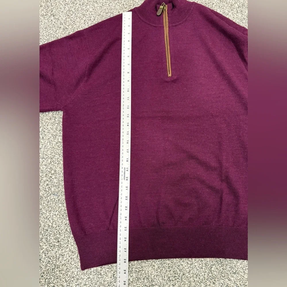 Orvis Men's Eggplant Purple Half Zip Merino Wool Sweater Academia Classy Size L